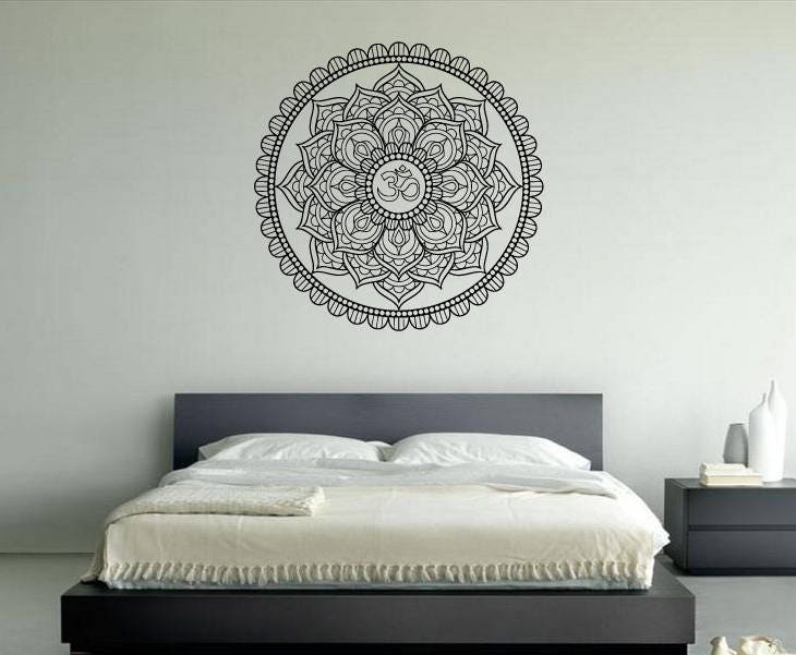 Mandala Om Yoga Spiritual Hinduism Buddhism Universe Cosmos Balance Energy Hippie Life DIY Wall Stickers Decals Vinyl Mural Decor Art VG163
