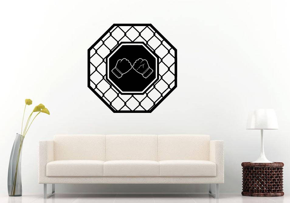 Boxing Sport Gloves Martial Arts Rink Cage Sign Logo Room Wall Sticker Decal Vinyl Mural Decor Art L2410