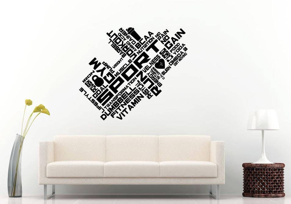 Sport Gym Running Exercise Training Healthy Lifestyle Room Wall Sticker Decal Vinyl Mural Decor Art L2417