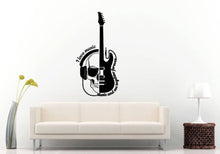Load image into Gallery viewer, Love Music Together Forever Skull Guitar Rock Roll Room Wall Sticker Decal Vinyl Mural Decor Art L2421
