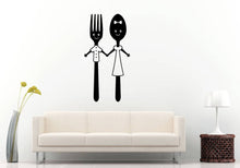 Load image into Gallery viewer, Fork Spoon Couple Friends Kitchen Cooking Dining Food Utensils Room Wall Sticker Decal Vinyl Mural Decor Art L2426