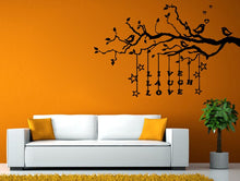 Load image into Gallery viewer, Live Lough Love Stars Tree Branch Birds Signing Forest Nature Room Wall Sticker Decal Vinyl Mural Decor Art L2428
