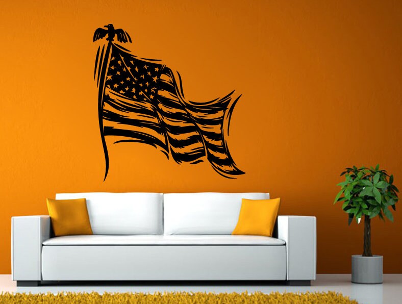 United States of America Flag Patriotism Room Wall Sticker Decal Vinyl Mural Decor Art L2439