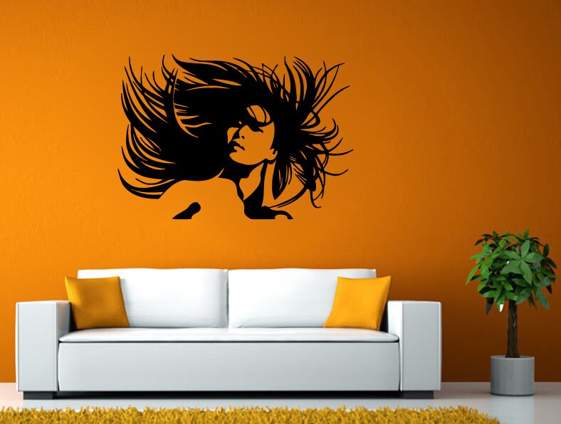 Big Hair Whip Woman Girl Beauty Hair Salon Shop Room Wall Sticker Decal Vinyl Mural Decor Art L2442