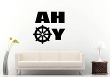 Load image into Gallery viewer, Ahoy Boys Kids Room Sailing Boat Yacht Ship Steering Wheel Wall Sticker Decal Vinyl Mural Decor Art L2325