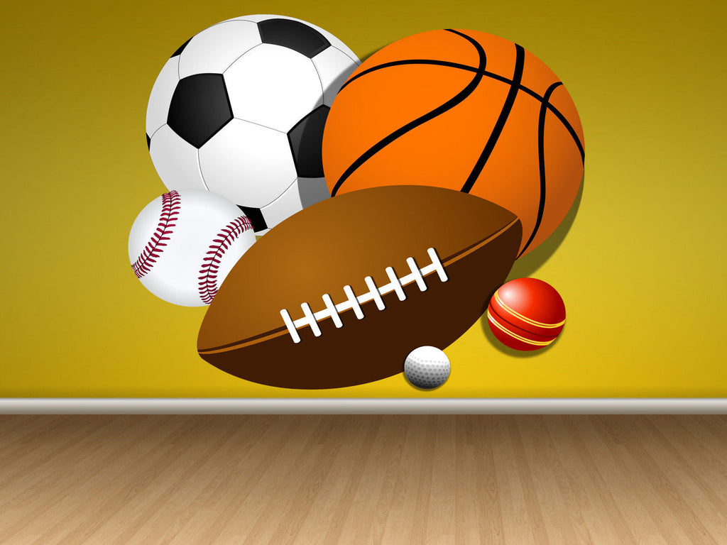 Sport Balls, Soccer, Football,Sport Room Decor, Baseball, Golf, Decal cfb 101