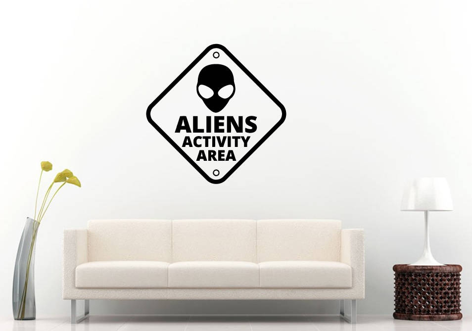 Alien Activity Area Sign UFO Space Sign Wall Sticker Decal Vinyl Mural Decor Art L2342