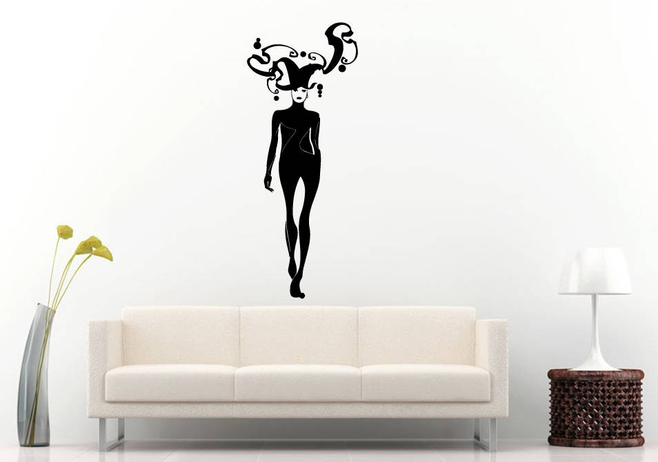 Woman Joker Female Clown Funny Theater Theatrics Gamble Cards Wall Sticker Decal Vinyl Mural Decor Art L2345