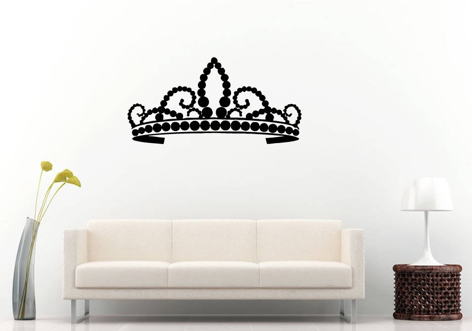 Princess Crown Diamonds Royal King Queen Girls Room Wall Sticker Decal Vinyl Mural Decor Art L2356