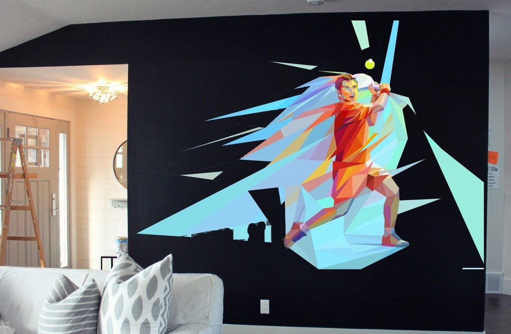 Painteeze Tennis Player Painting Like Modern Wall Decor, decal, sticker cfb 17