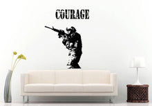 Load image into Gallery viewer, Courage Patriotic Military Rifle Weapon Arms War Fight Battle Army Soldier Fleet Wall Sticker Decal Vinyl Mural Decor Art L2367