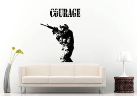 Courage Patriotic Military Rifle Weapon Arms War Fight Battle Army Soldier Fleet Wall Sticker Decal Vinyl Mural Decor Art L2367