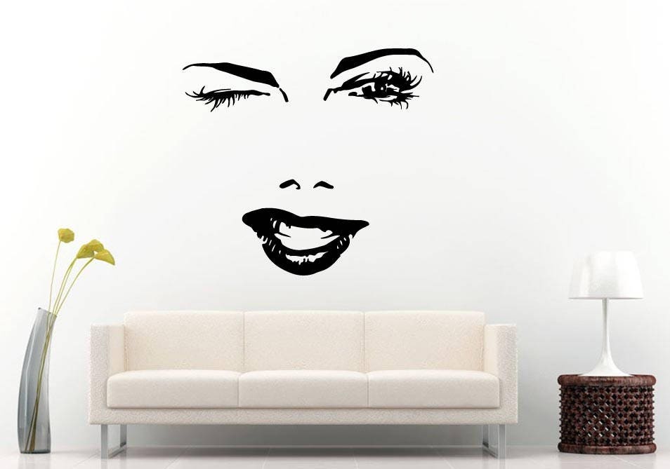 Girl Face Woman Makeup Fashion Beauty Salon Shopping Wall Sticker Decal Vinyl Mural Decor Art L2370