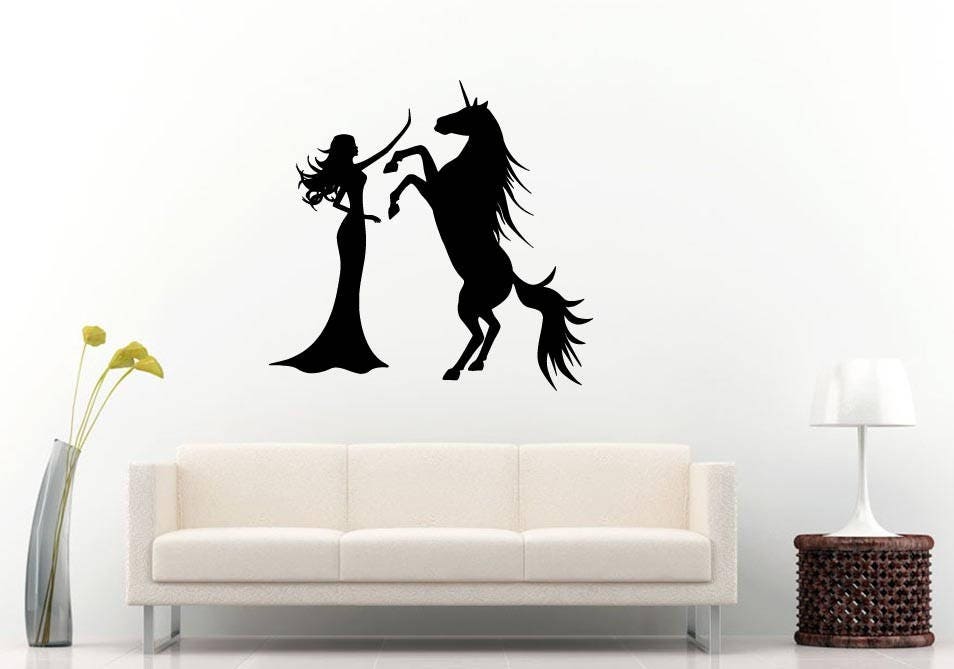 Princess Girl Unicorn Horse Magic Story Tale Room Wall Sticker Decal Vinyl Mural Decor Art L2385