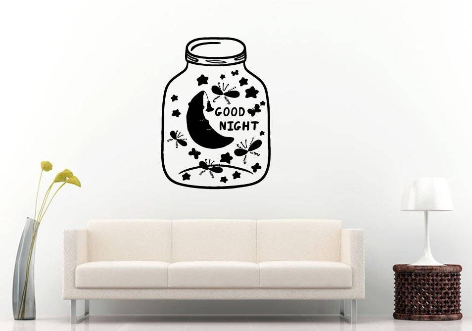 Goodnight Jar Night Sleep Stars Baby Nursery Room Wall Sticker Decal Vinyl Mural Decor Art L2386