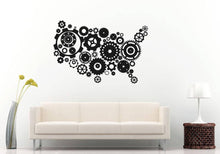 Load image into Gallery viewer, USA Map United States Teamwork Mechanical Gears Hard Effort Success Build Office Motivation Wall Sticker Decal Vinyl Mural Decor Art L2390