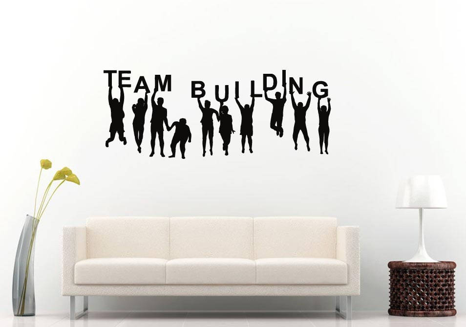 Teamwork Team Building People Holding Sign Office Space Work Success Motivation Wall Sticker Decal Vinyl Mural Decor Art L2397