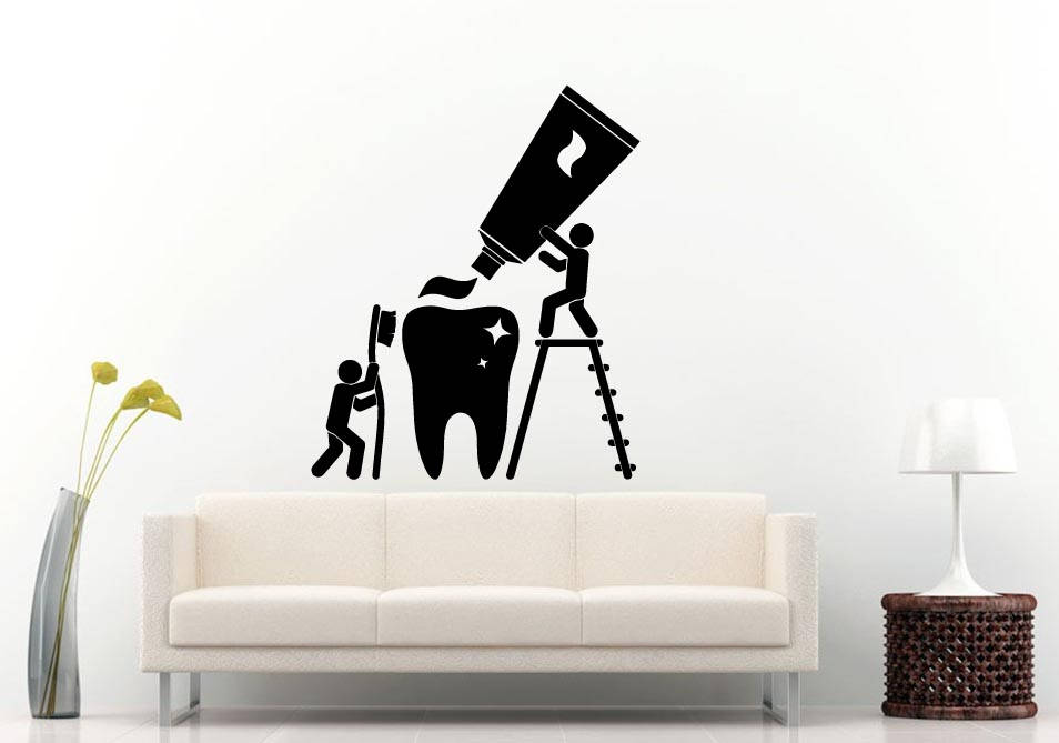 Dentist Teeth Health Tooth Paste Clean Bathroom Routine Room Wall Sticker Decal Vinyl Mural Decor Art L2400