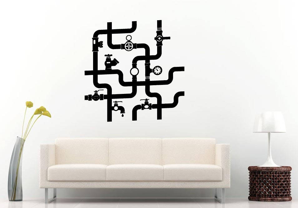 Water Pipes Plumbing Underground Construction Room Wall Sticker Decal Vinyl Mural Decor Art L2401