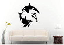 Load image into Gallery viewer, Whale Ocean Sea Predator Fish Trashing In Water Nautical Room Wall Sticker Decal Vinyl Mural Decor Art L2408
