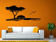 Load image into Gallery viewer, Safari Africa Sunset Savanna Jungle Dessert Room Wall Sticker Decal Vinyl Mural Decor Art L2427