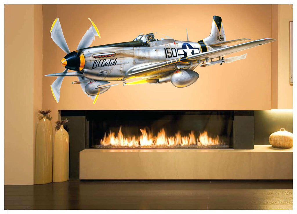 Painteeze Mustang 51 Airplane Painting Like Modern Wall Decal, sticker, cfb 69