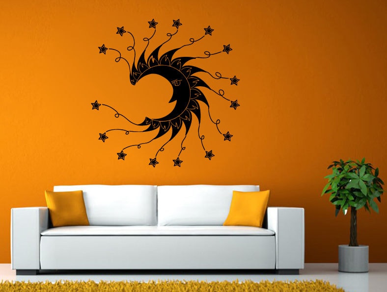 Night Moon Stars Sky Goodnight Sleep Snooze Bedroom Wall Sticker Decal Vinyl Mural Decor Art L2433
