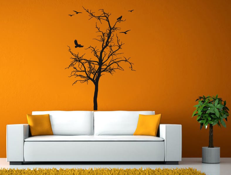 Tree Branch Bird Crow Room Wall Sticker Decal Vinyl Mural Decor Art L2439