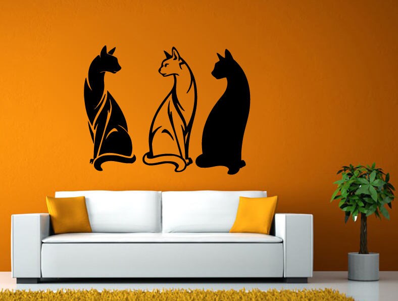 Three Egyptian Cats Kitty Kitten Pet Animal Room Wall Sticker Decal Vinyl Mural Decor Art L2441