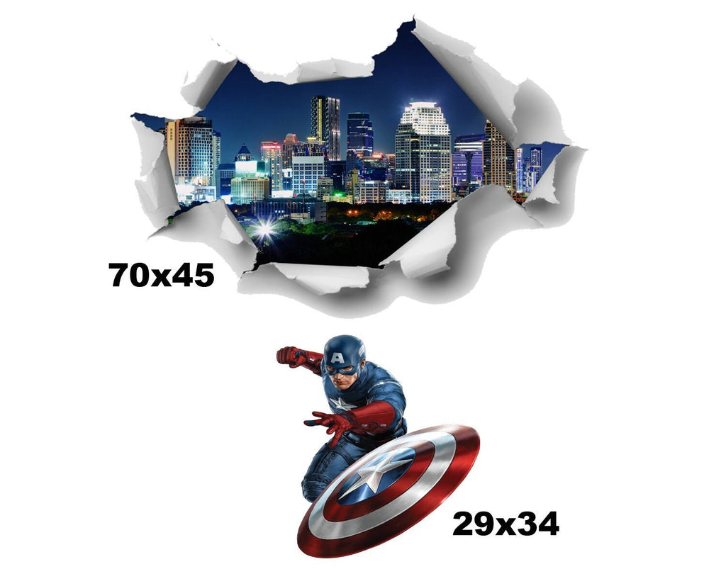 Captain America decal, Captain America sticker, kids Captain America sticker, Captain America theme decal, Captain America abc45 (70"x50")