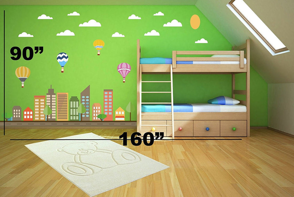 Cartoon city decal, Cartoon town stickers, City stickers for nursery, Town decals for kids, Hot air balloons decals abc16 (130"x90")