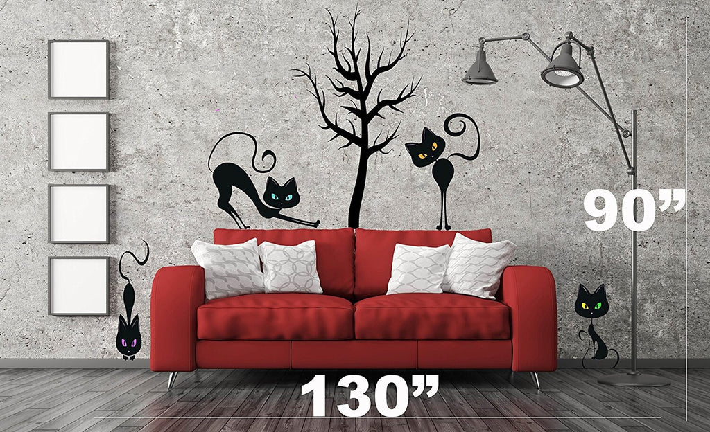 Cats wall decor, cats sticker, cats decal, cat wall art, french style decor, french cats, black cats decor, sexy cats abc30 (130"x90")