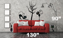 Load image into Gallery viewer, Cats wall decor, cats sticker, cats decal, cat wall art, french style decor, french cats, black cats decor, sexy cats abc30 (130"x90")