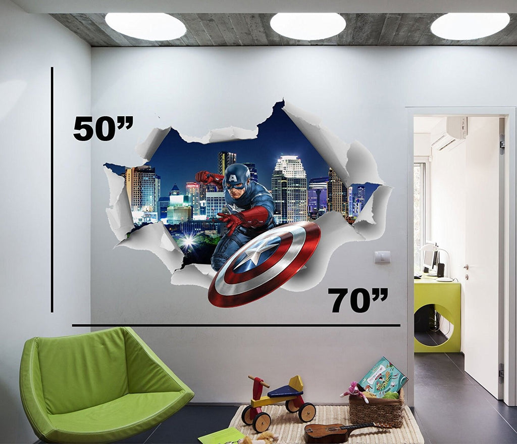 Captain America decal, Captain America sticker, kids Captain America sticker, Captain America theme decal, Captain America abc45 (70"x50")