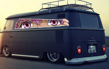Load image into Gallery viewer, Anime Girl Eyes Vinyl Decals - Cool Stickers for Sport Cars Trailer Trucks Pickups - Large Size Color Anime Car Decals - One part mirrored