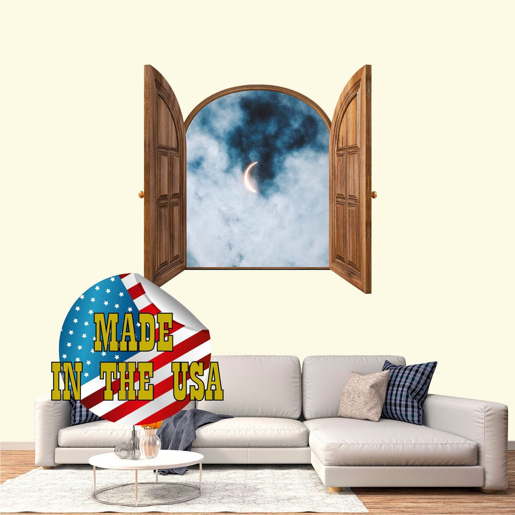 Moon Wall Decal Bedroom. 3d Wall Sticker Self Adhesive. Night Sky Wall Mural Removable. Large Mural for Room Custom Printed. Clouds Decal