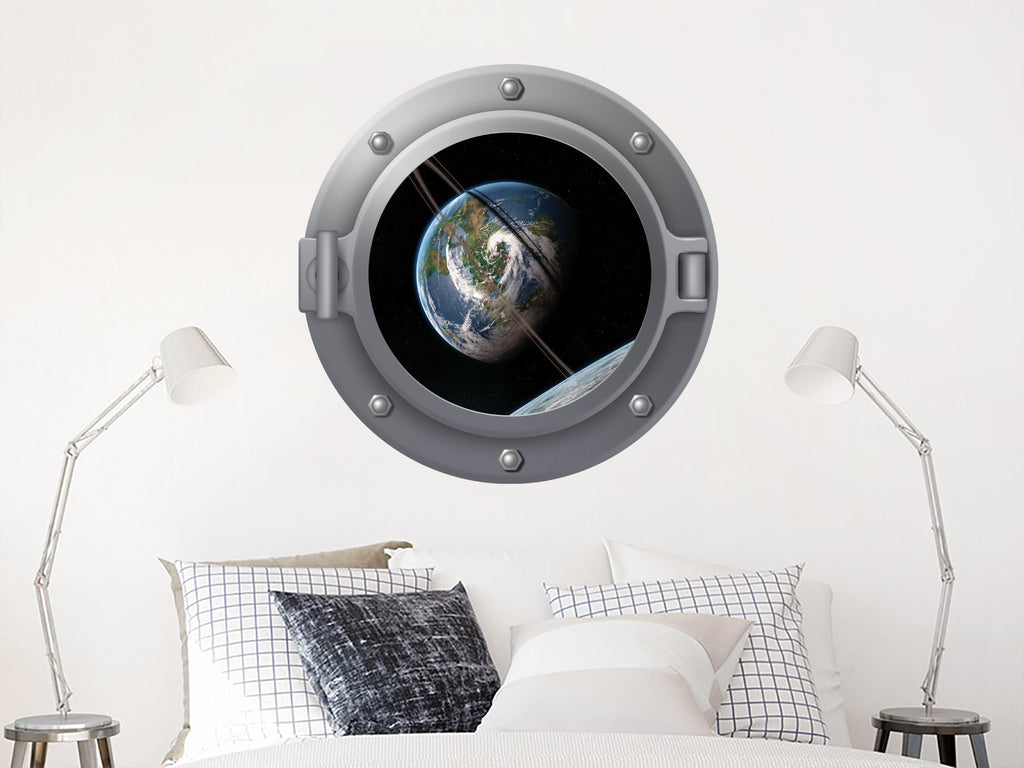 Space Porthole Wall Decal. 3D Effect Planets Vinyl Sticker Murals. Space Galaxy Window Decor. Peel and Stick. Planets Nursery Decoration NT1