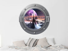 Load image into Gallery viewer, 3D Space Porthole Wall Decal. Outer Space Vinyl Sticker Murals. Galaxy Window Decoration. Space Moon Decals. Space Above Bed Room Decor NT3