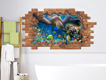 Load image into Gallery viewer, 3D Sea Ocean Turtle Wall Sticker. Nautical Hole in the Decals. Undersea World Vinyl Sticker Murals. Tortoiseshell Turtle Bathroom Decor NT10