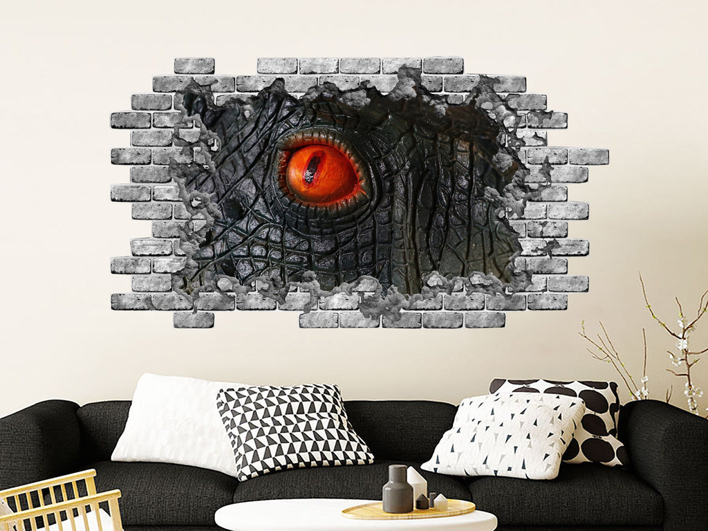 3D Reptile Hole in the Decals. Eyes Animals Vinyl Sticker. Reptile Eyes Wall Murals. Reptile Eyes Removable Decals. Peel and Stick NT11