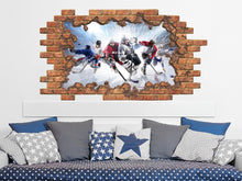 Load image into Gallery viewer, Hockey Hole in the Decals. Team Hockey Vinyl Sticker Murals. Sport Removable Decals. Hockey Above Bed Decals. Sport Boys Bedroom Decor NT27