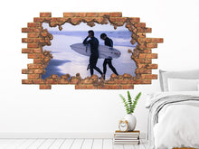 Load image into Gallery viewer, Sea Surfing Wall Sticker. Hole in the Decals. Nautical Wall Mural. Surfer Removable Decals. Surfing Above Bed Decals. Nautical Decor NT32