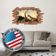 Load image into Gallery viewer, Jurassic World Decal for Boys Room, Hole in the Wall Mural Kids, Dinosaur Wall Sticker Nursery, 3D Effect Brick Wall Decal Children