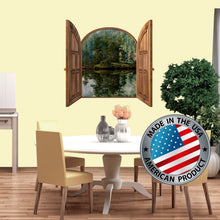 Load image into Gallery viewer, 3D Window Frame Wall Decal. Pine Tree Forest Wall Mural. Lanscape Wall Sticker Self Adhesive. Lake View Wall Decal any Room. Nature Decor