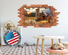 Load image into Gallery viewer, Farm Animals Wall Decal Kids, 3D Effect Wall Decal, Large Wall Mural Country Decor, Sheep Decal, Horse Wall Decal, Cottage Wall Sticker