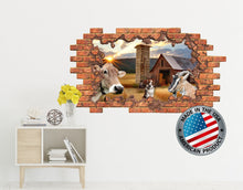Load image into Gallery viewer, Farm Animals Wall Decal Kids. 3D Smashed Wall Decal. Large Wall Mural Animals . Cow Wall Decal. Dog Wall Sticker. Farm House Wall Decor