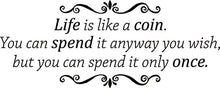 Load image into Gallery viewer, Life is a Coin New Vinyl Decal Design Sticker Decor – Motivational Wall Murals