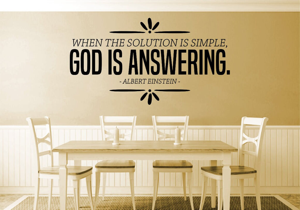 When The Solution Is Simple Albert Einstein Vinyl Decal Wall Sticker Decor Quote – Motivational Wall Murals - Vinyl Stickers Interior