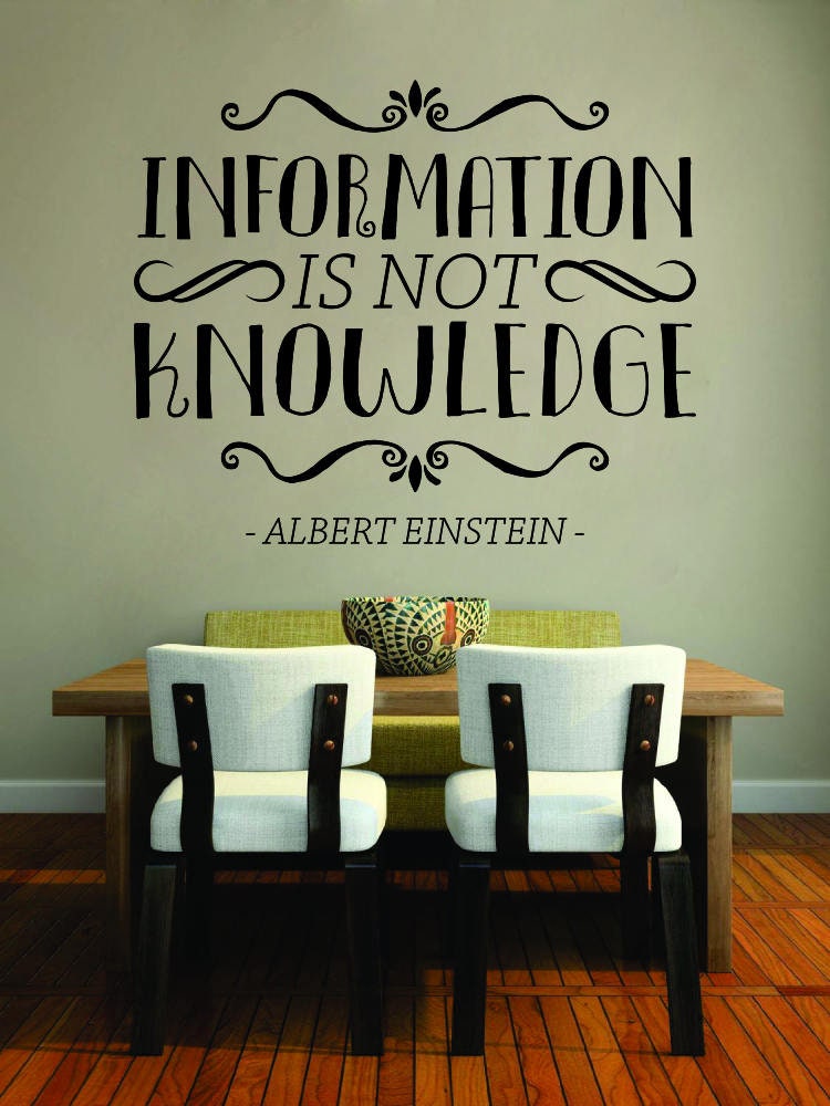 Information Is Not Knowledge Einstein Vinyl Wall Stickers Decor Quote Motivational Murals Art Wall Sticker Inspirational