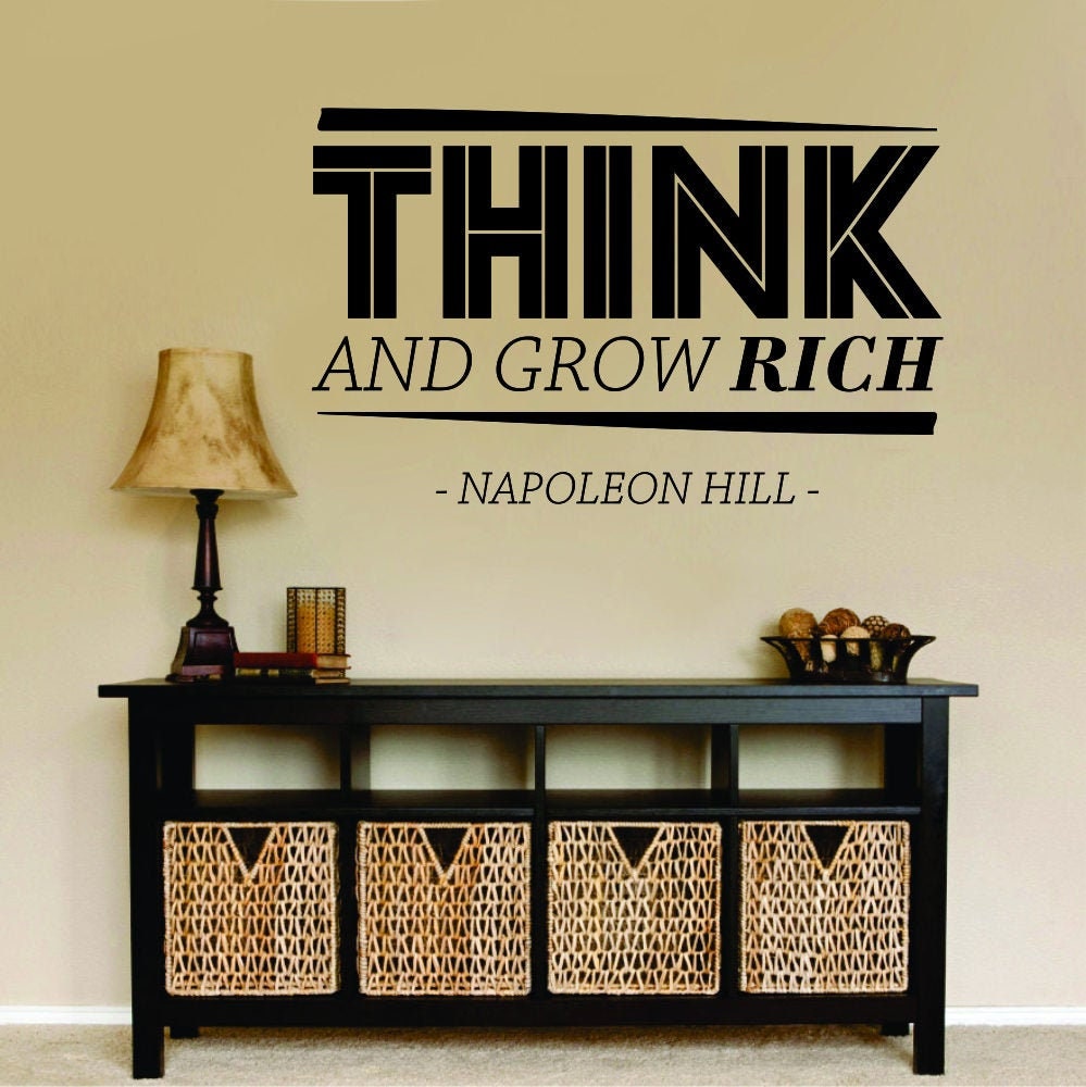 Think And Grow Rich Napoleon Hill Inspirational Stickers - Peel and Stick Inspirational Quotes - Inspirational Wall Art